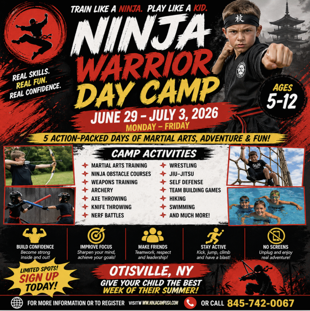Ninja camp USA, Ninjutsu, martial arts summer camp, Heath Macaluso, Andrew Benskie, karate camp, orange county ny, middletown ny, otisville ny, minisink valley things for kids